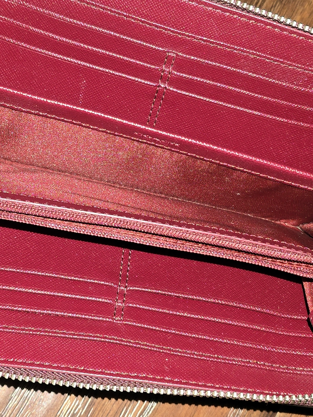 Coach Pebbled Leather Zip Wallet - Raspberry - Picture 3 of 13